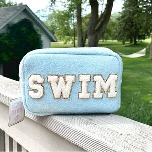 🦋Gloss & Glo Terry Cloth Swim 🏊 blue pouch